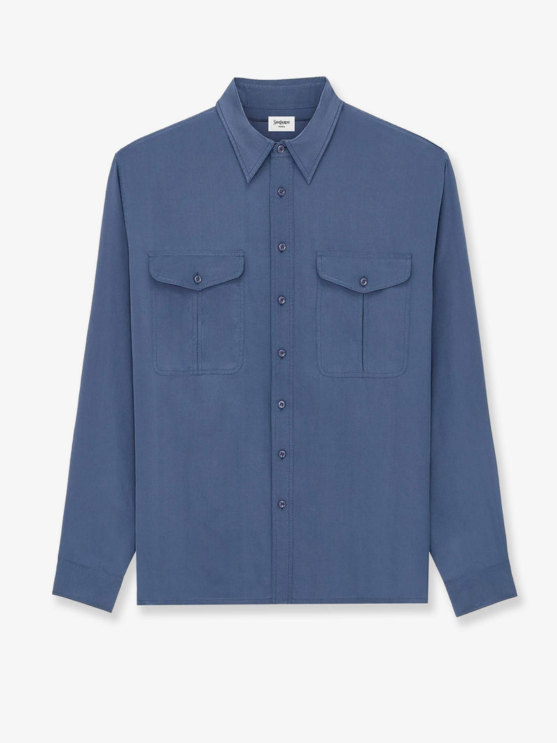 Saint Laurent Camisa de viscosa y seda azul para hombre Saint Laurent - World Class Fashion
