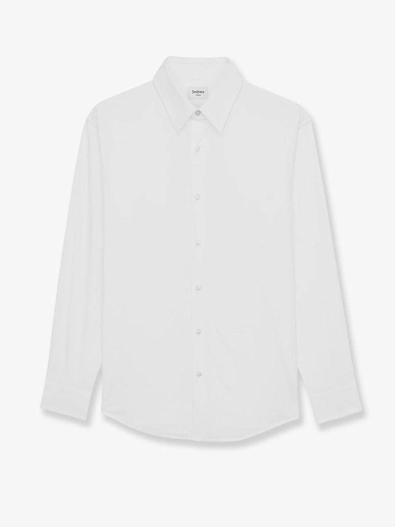 Saint Laurent Saint Laurent Cassandre Stretch Cotton Shirt White - World Class Fashion