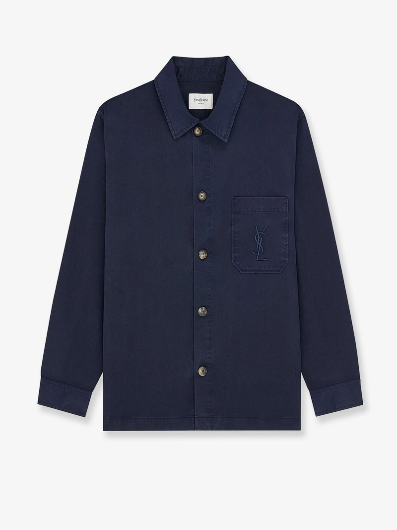 Saint Laurent Saint Laurent Cassandre Cotton Overshirt Blue - World Class Fashion