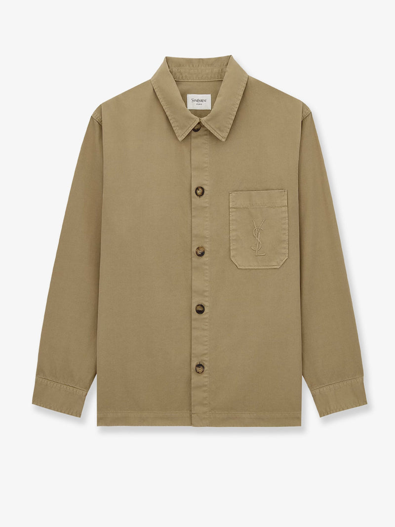 Saint Laurent Saint Laurent Cassandre Cotton Overshirt Beige - World Class Fashion