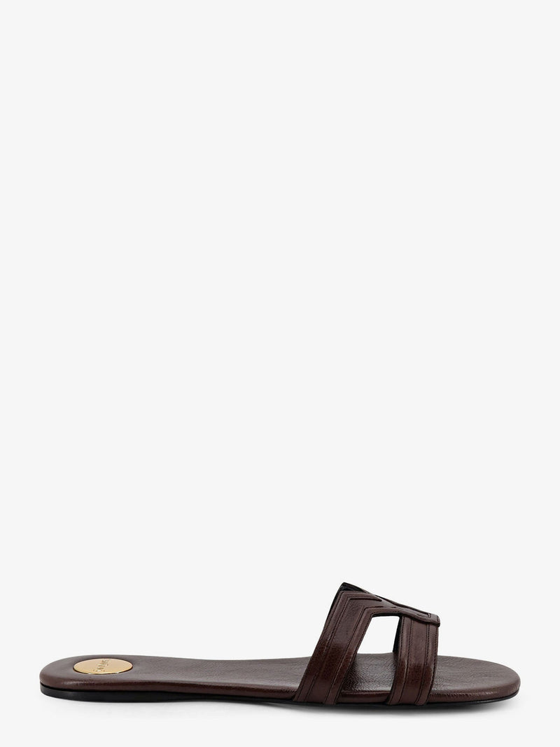 Saint Laurent Saint Laurent Mabrouka Leather Sandals Brown - World Class Fashion