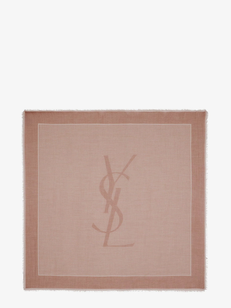Saint Laurent Saint Laurent Cassandre Cashmere and Silk Foulard Beige - World Class Fashion
