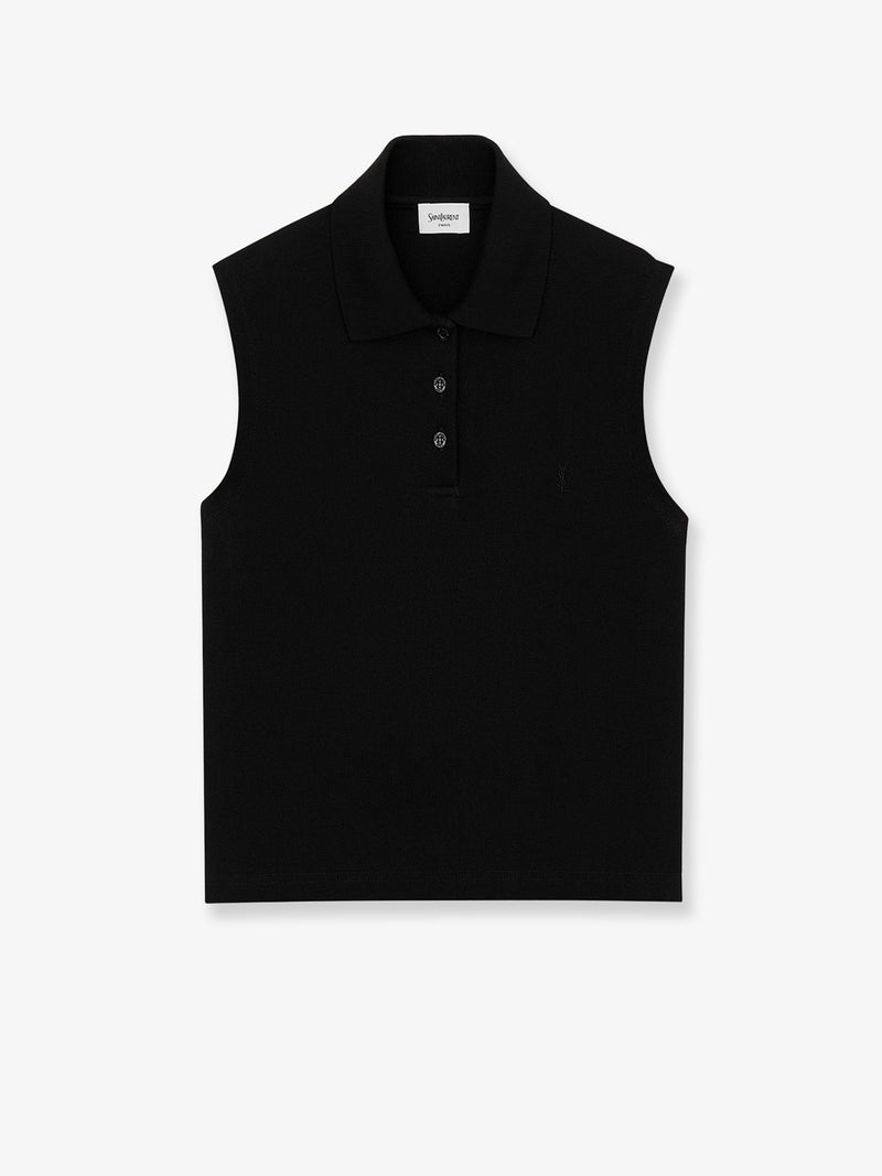 Saint Laurent Saint Laurent Cassandre Cotton Polo Shirt Black - World Class Fashion