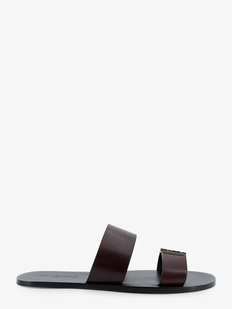 Saint Laurent Saint Laurent Babylone Leather Sandals Brown - World Class Fashion