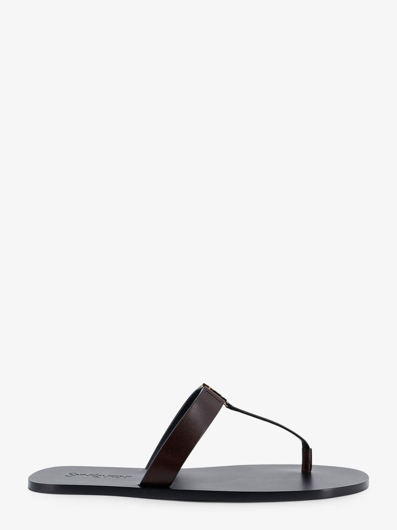 Saint Laurent Saint Laurent Babylone Leather Sandals Brown - World Class Fashion