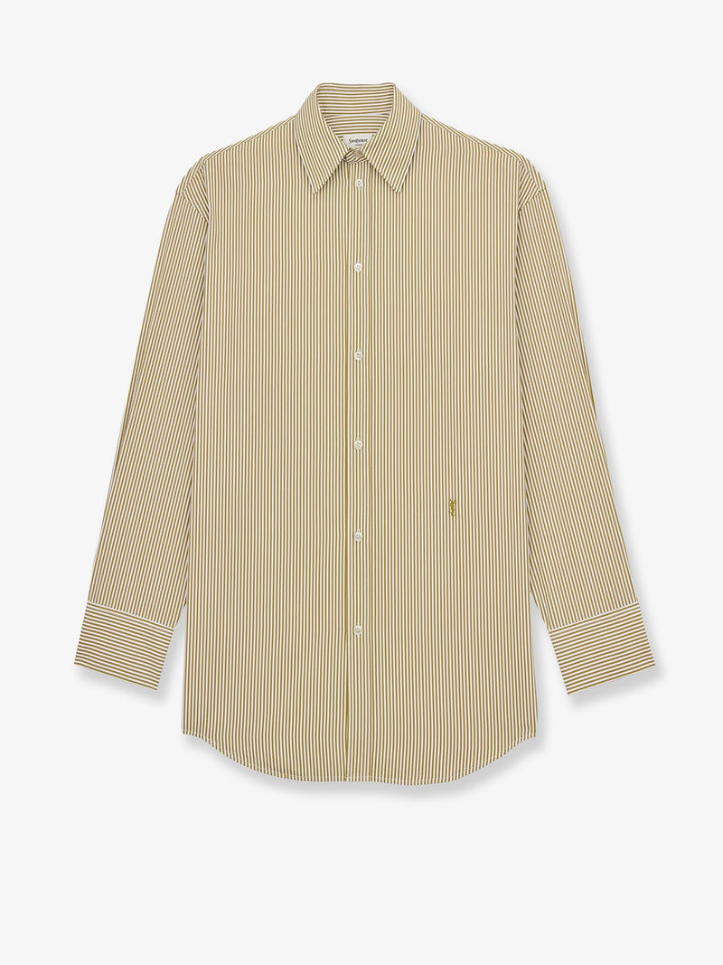 Saint Laurent Saint Laurent Striped Cotton Shirt Green - World Class Fashion