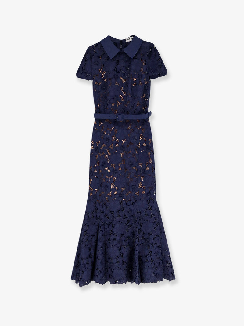 Self-Portrait Vestido largo de encaje Self-Portrait azul marino - World Class Fashion