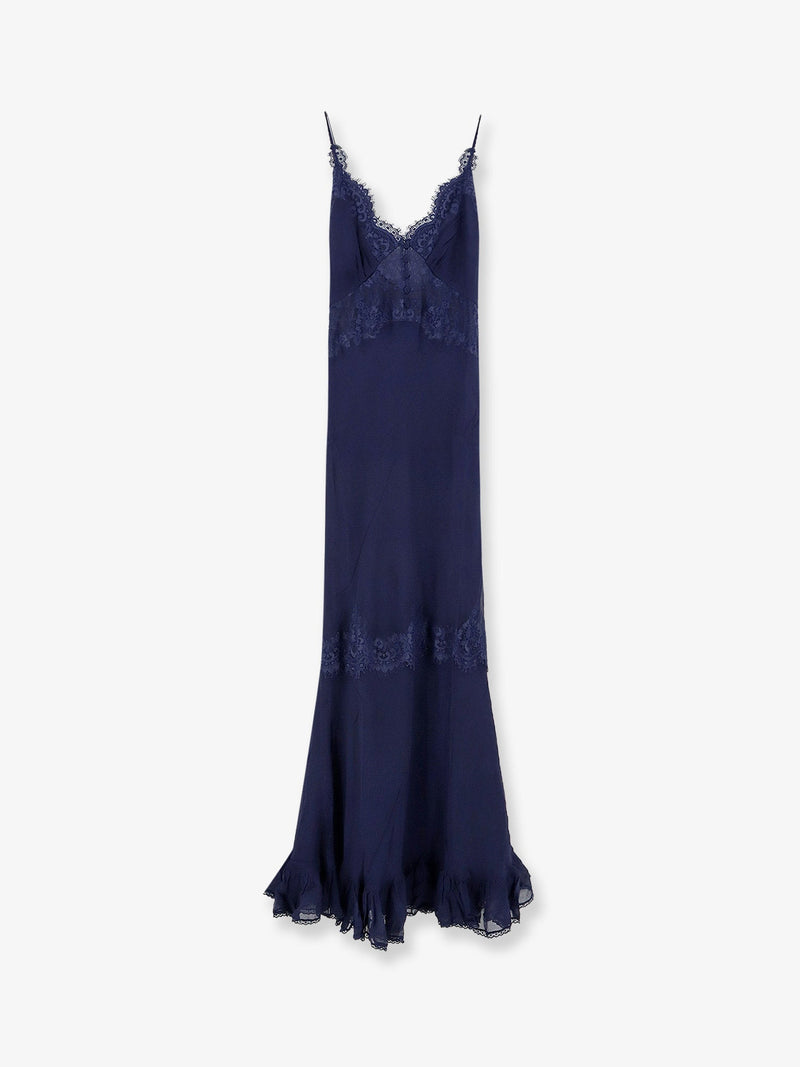 Self-Portrait Vestido largo de georgette Self-Portrait azul marino - World Class Fashion