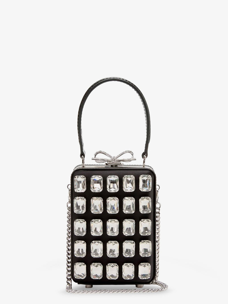 Self-Portrait Self-Portrait Satin Shoulder Bag with Crystals Black - World Class Fashion