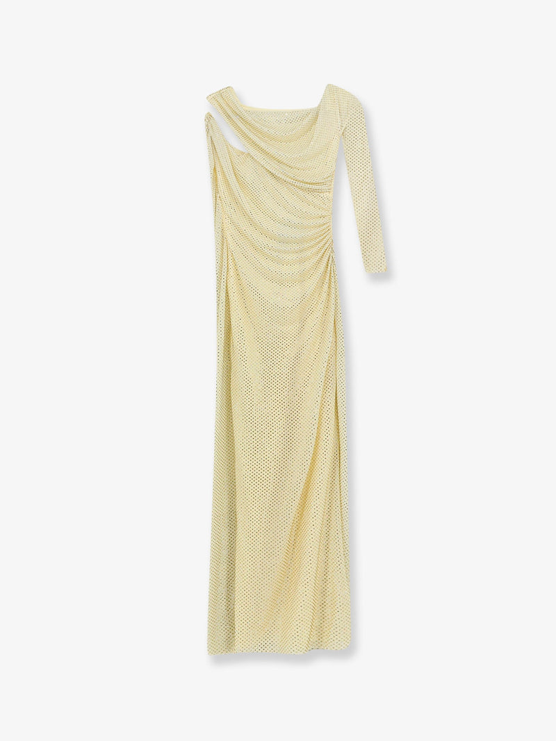Self-Portrait Vestido midi amarillo de Self-Portrait con pedrería - World Class Fashion
