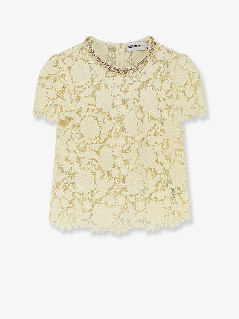 Self-Portrait Self-Portrait Lace Top Yellow - World Class Fashion