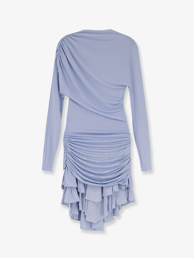 Self-Portrait Minivestido fruncido de punto de Self-Portrait en azul - World Class Fashion
