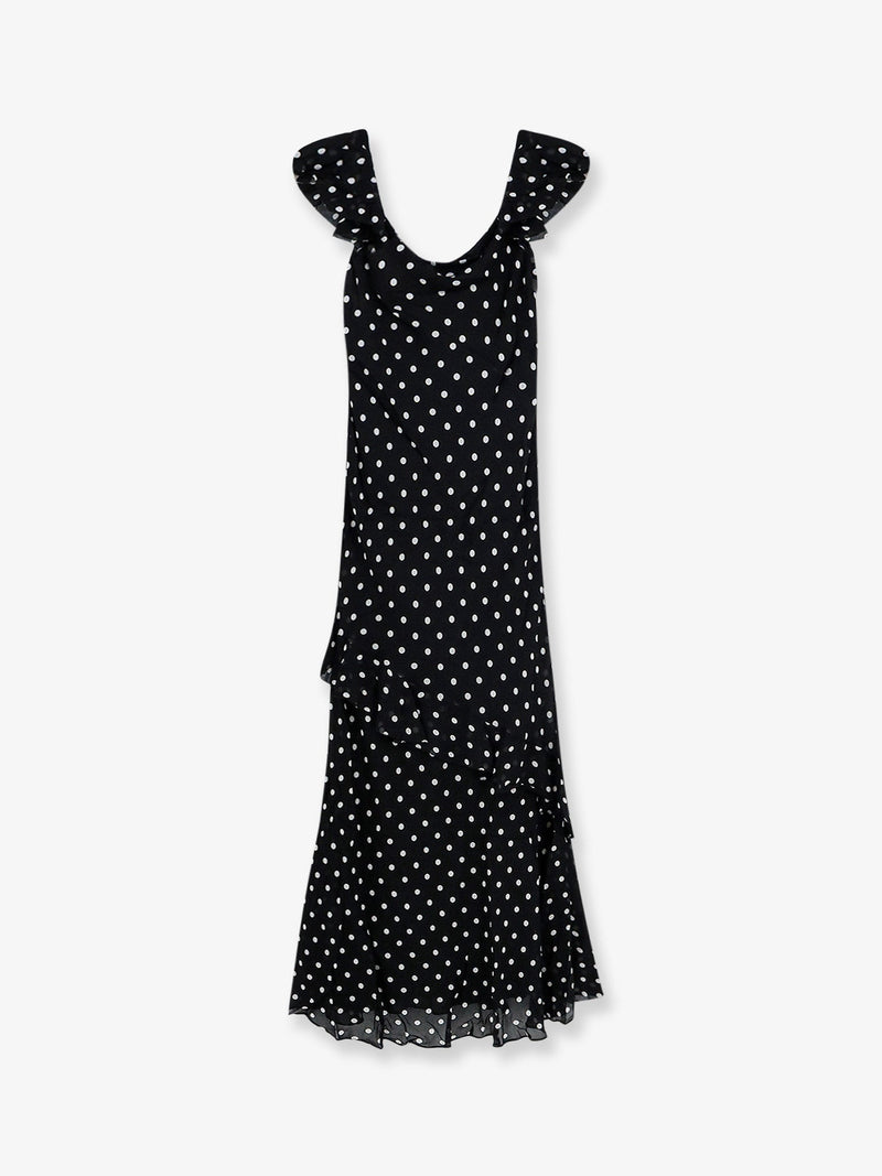 Self-Portrait Vestido de viscosa de lunares Self-Portrait negro - World Class Fashion