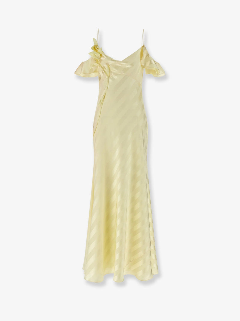 Self-Portrait Vestido largo de satén a rayas de Self-Portrait, amarillo - World Class Fashion