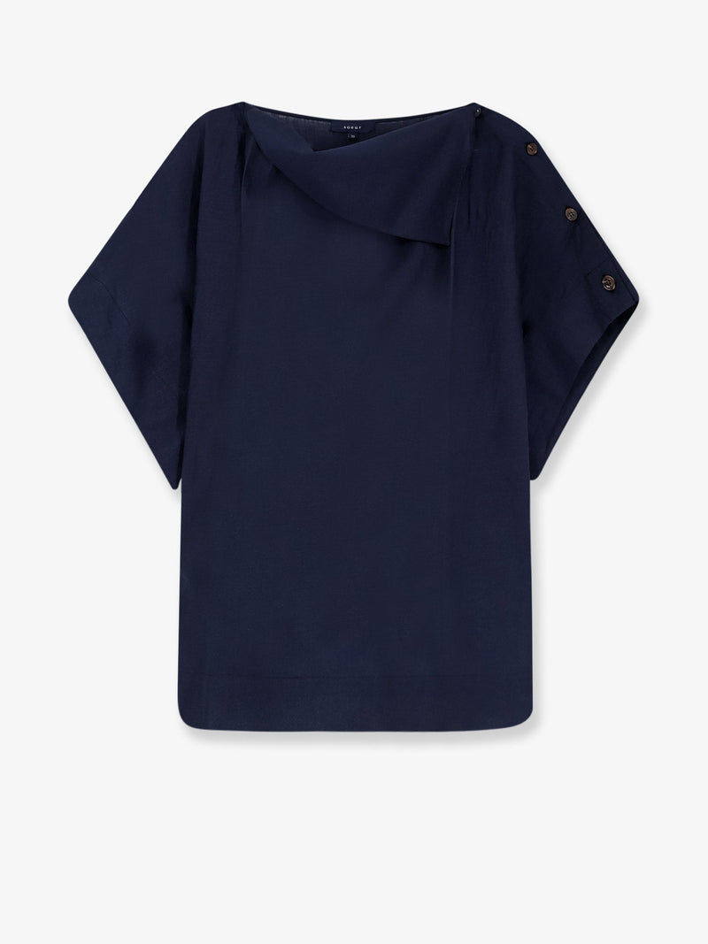 Soeur Soeur Issa Linen Blend Top Blue - World Class Fashion
