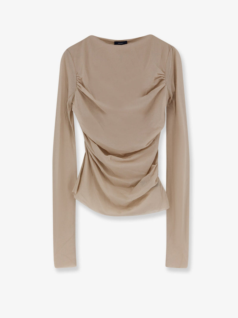 Soeur Soeur Gaia Extra-Fine Cotton Crêpe Top Beige - World Class Fashion