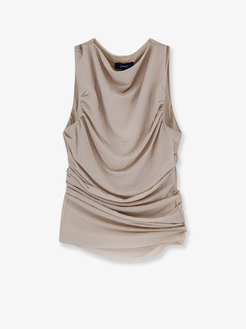 Soeur Top de algodón crepé extrafino Soeur Irina color beige - World Class Fashion