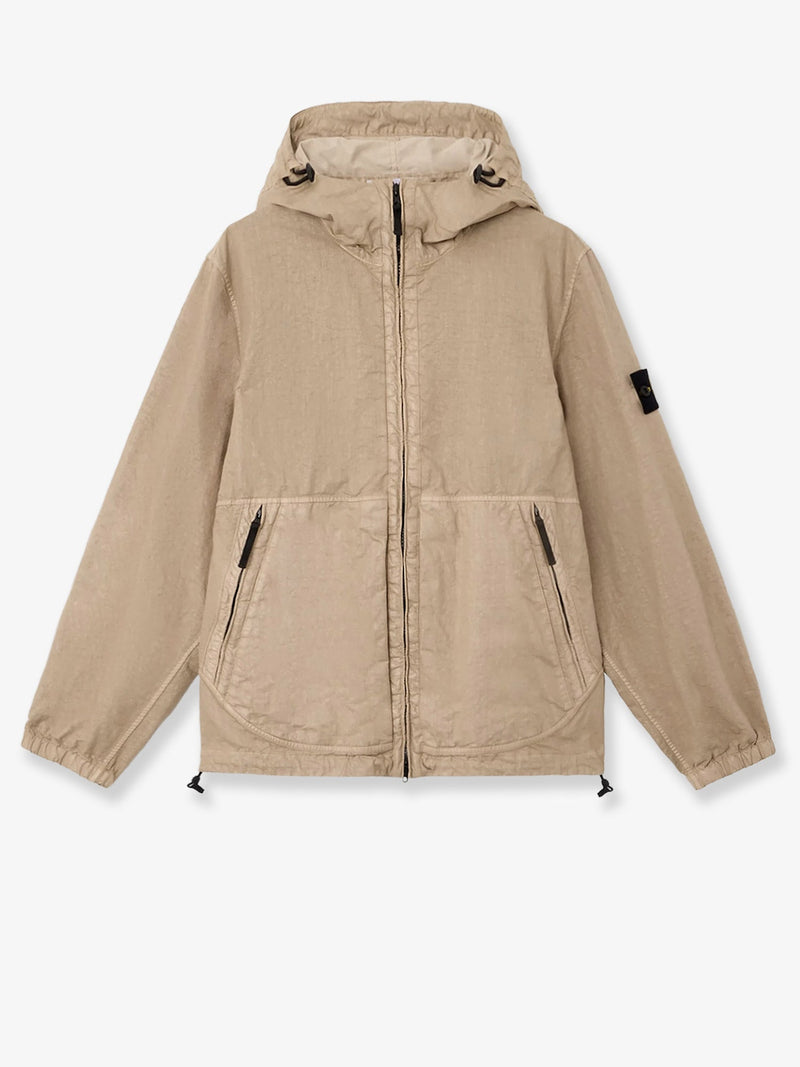 Stone Island Stone Island Organic-Look Nylon Panama-Tc Jacket Beige - World Class Fashion