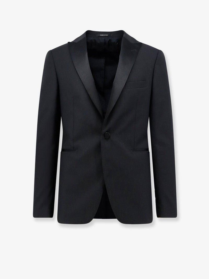 Tagliatore Tagliatore Virgin Wool Tuxedo Blazer Black - World Class Fashion