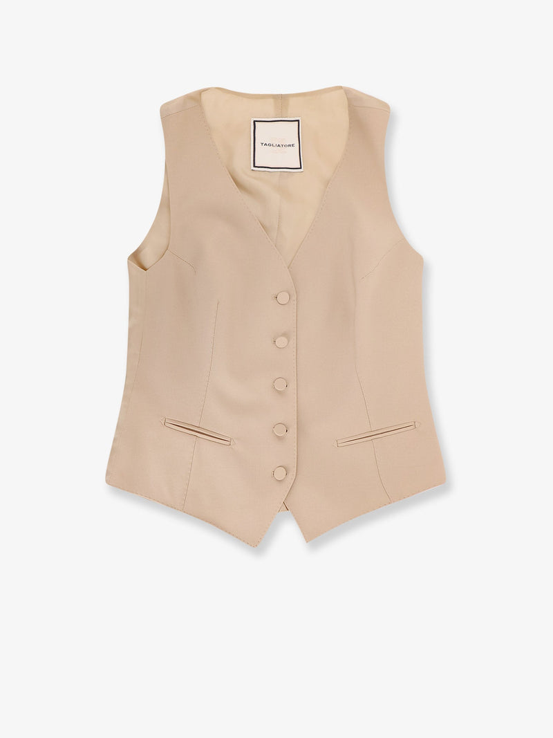 Tagliatore Tagliatore Virgin Wool Vest Beige Women - World Class Fashion