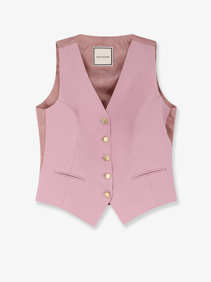 Tagliatore Tagliatore Stretch Virgin Wool Vest Pink - World Class Fashion