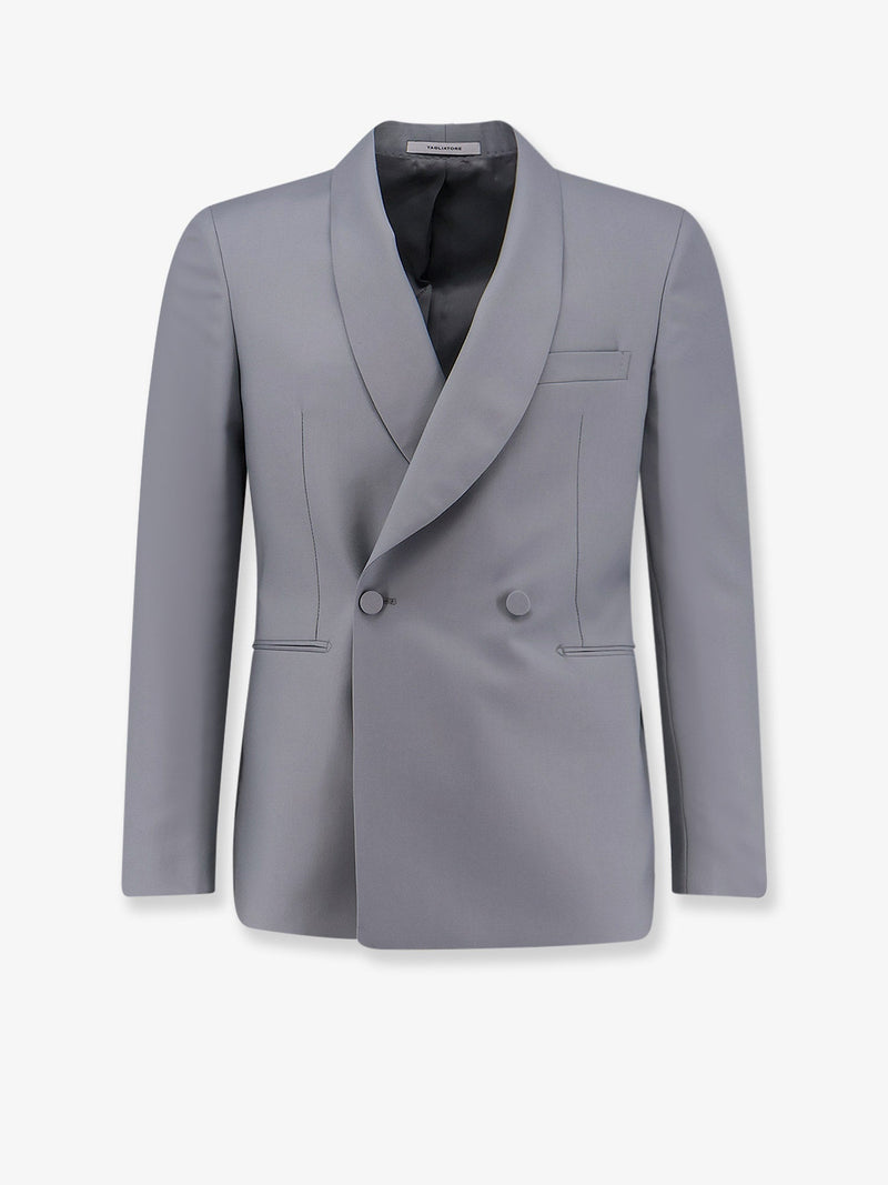 Tagliatore Tagliatore Merrill Virgin Wool Tuxedo Blazer Grey - World Class Fashion