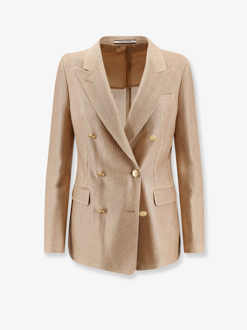 Tagliatore Tagliatore Parigi Double-Breasted Cotton Blazer Beige - World Class Fashion