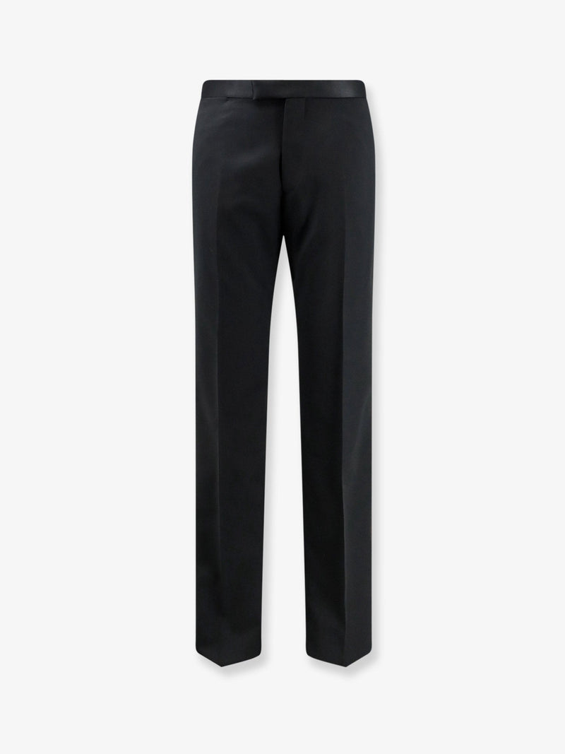 Tagliatore Tagliatore Tuxedo Virgin Wool Trousers Black - World Class Fashion