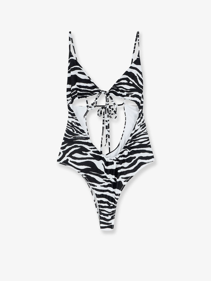 The Attico The Attico One-Piece Swimsuit Zebra Print Black - World Class Fashion