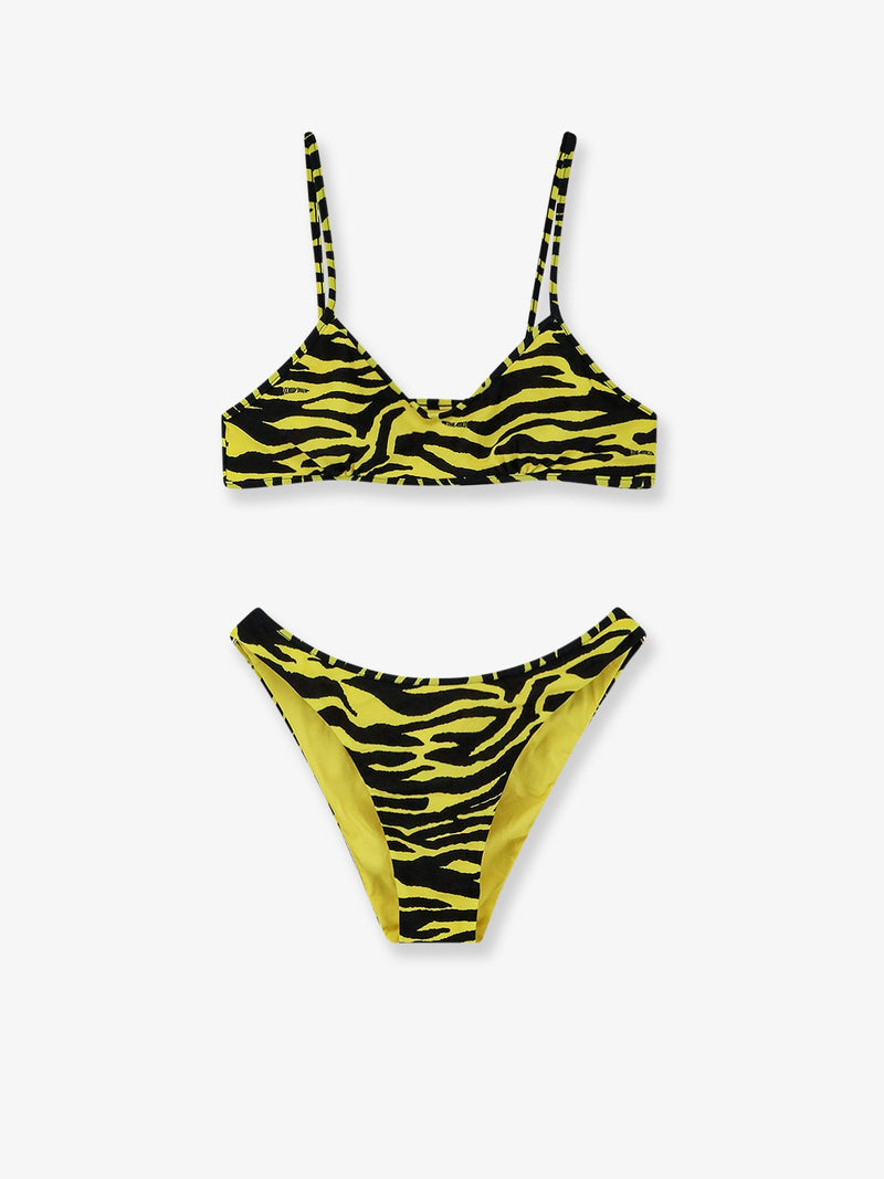 The Attico The Attico Il Primo Bagno Zebra Print Swimsuit Yellow - World Class Fashion