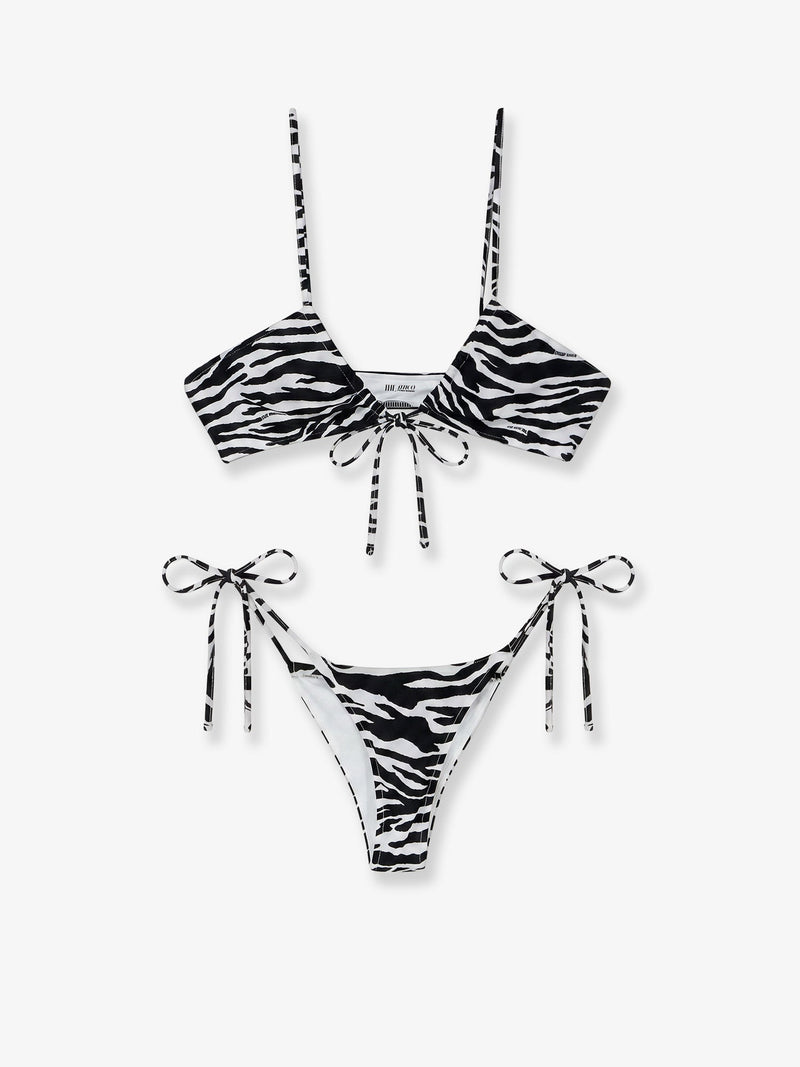 The Attico The Attico Il Primo Bagno Zebra Print Bikini Black - World Class Fashion