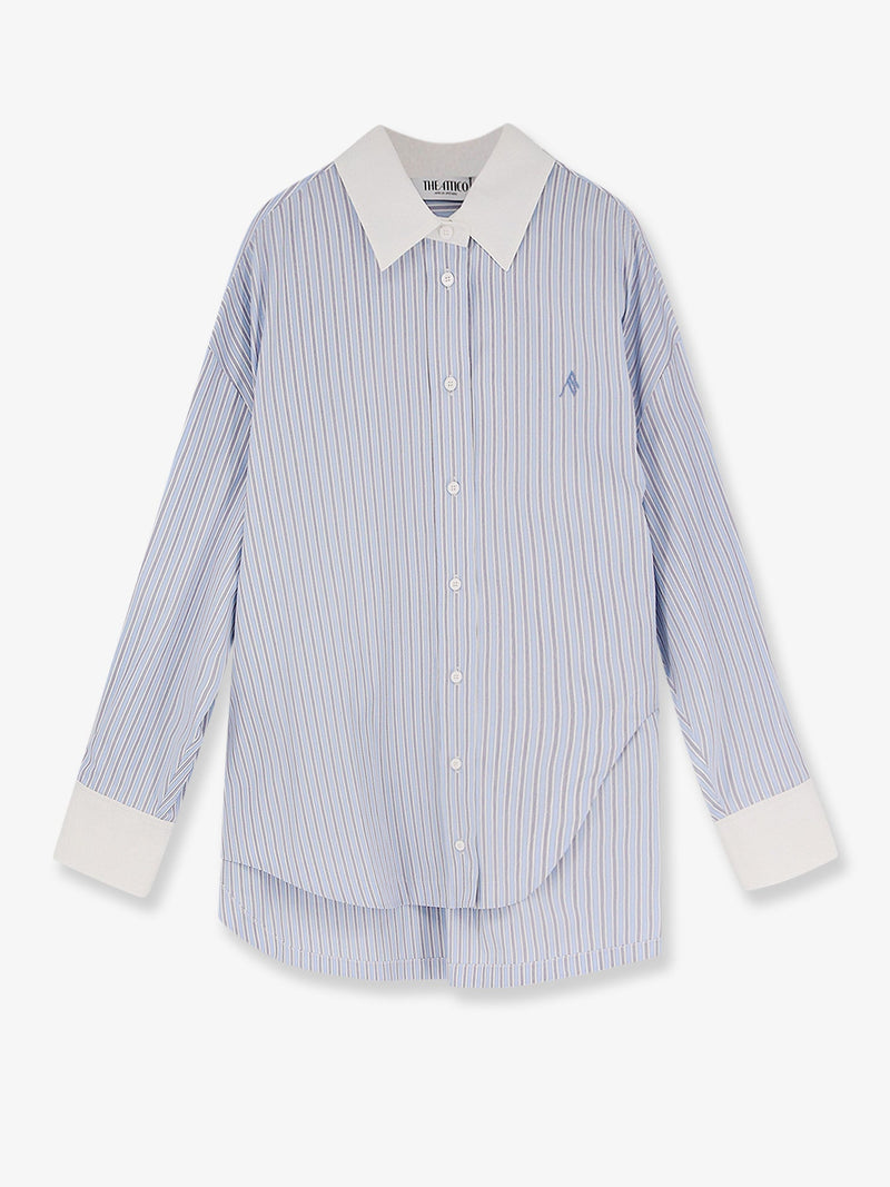 The Attico The Attico Oversize Striped Cotton Shirt Blue - World Class Fashion