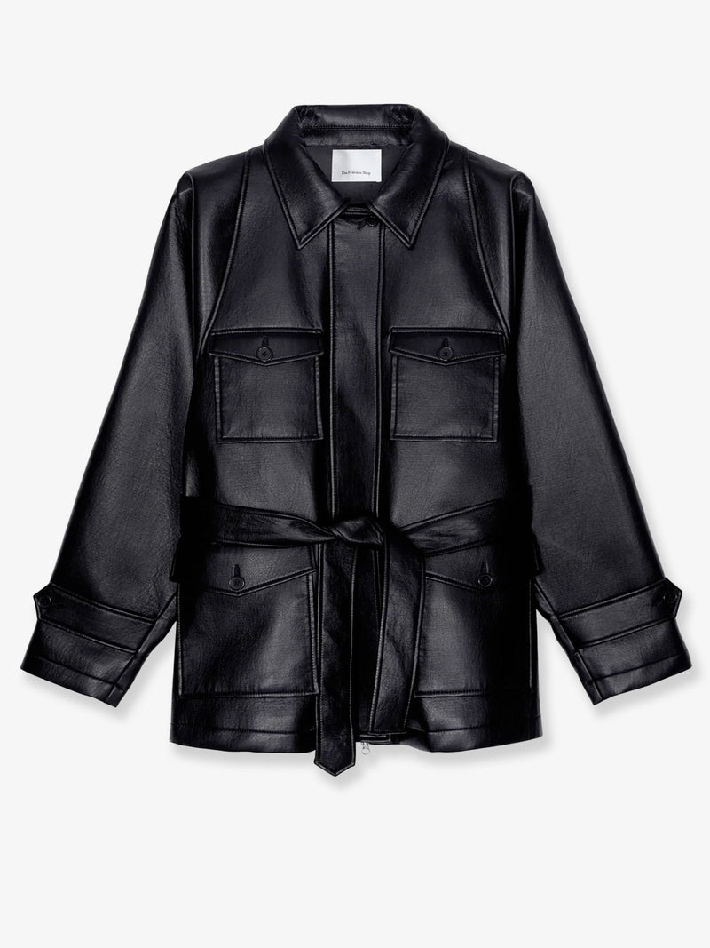 The Frankie Shop The Frankie Shop Kelia Faux Leather Trench Black - World Class Fashion