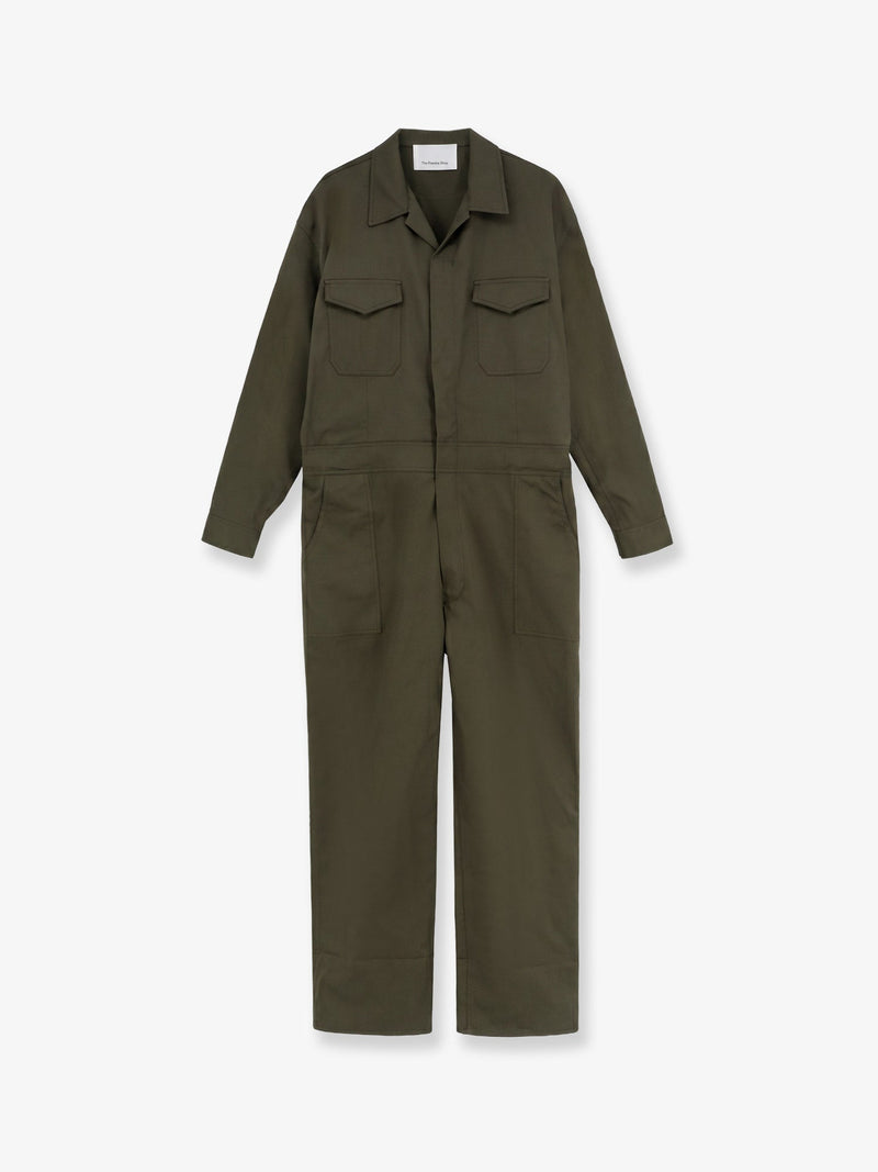 The Frankie Shop The Frankie Shop Ardea Cotton Jumpsuit Dark Olive - World Class Fashion