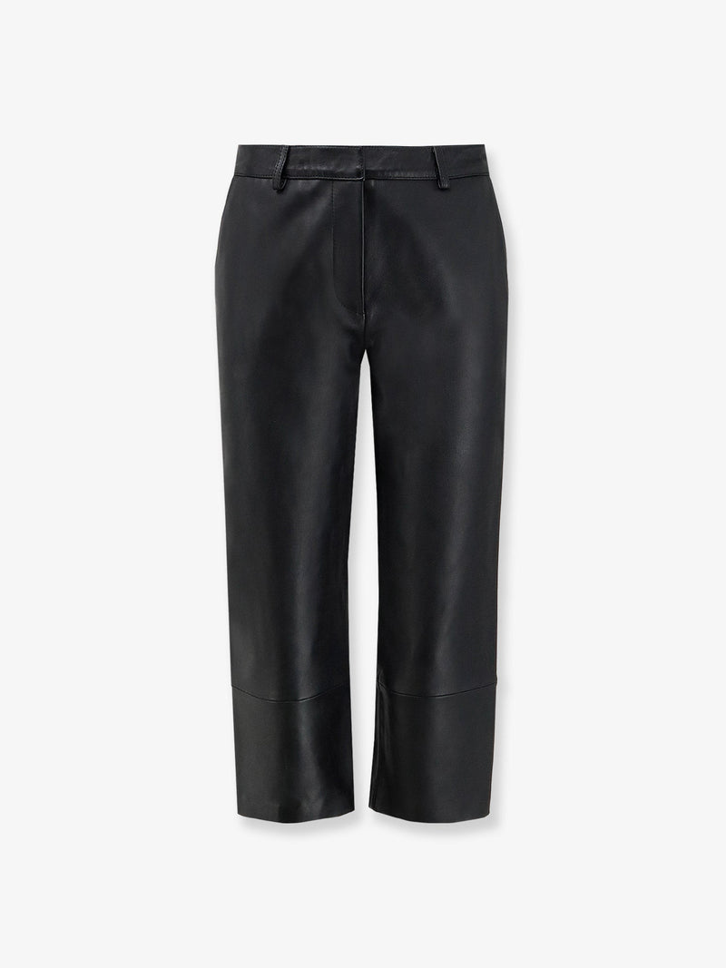 The Frankie Shop The Frankie Shop Lior Capri Leather Trousers Black - World Class Fashion
