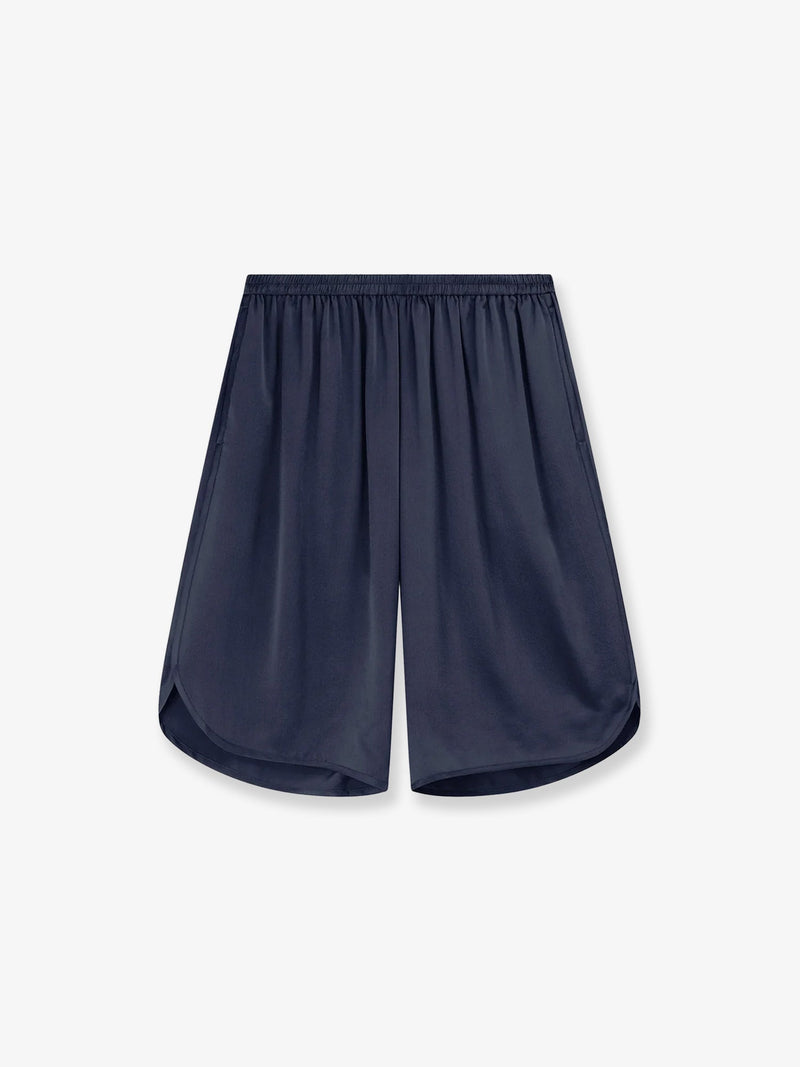 The Frankie Shop The Frankie Shop Nelis Satin Bermuda Shorts Azul Marino - World Class Fashion