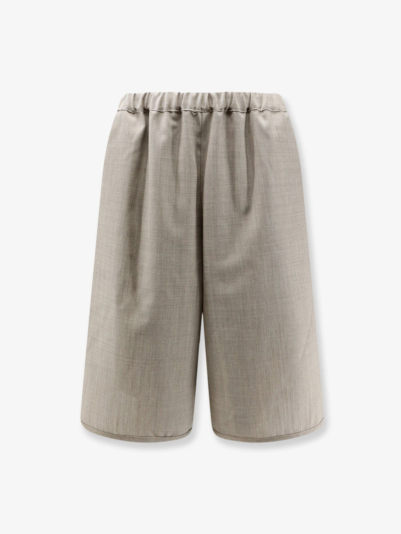 The Frankie Shop The Frankie Shop Nelis Mélange Virgin Wool Bermuda Shorts Beige - World Class Fashion