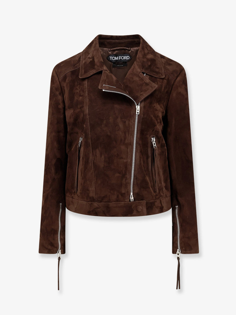Tom Ford Tom Ford Chaqueta Biker de Ante Marrón para Mujer - World Class Fashion