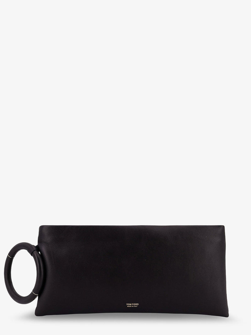 Tom Ford Tom Ford Aura Leather Clutch Bag With Lettering Logo On The Front - World Class Fashion