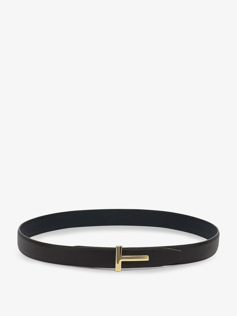 Tom Ford Tom Ford Reversible Hammered Leather Belt Brown - World Class Fashion