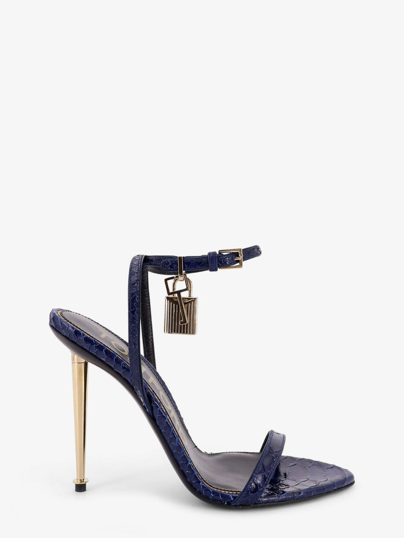 Tom Ford Tom Ford Laminated Leather Sandals Blue with Padlock - World Class Fashion