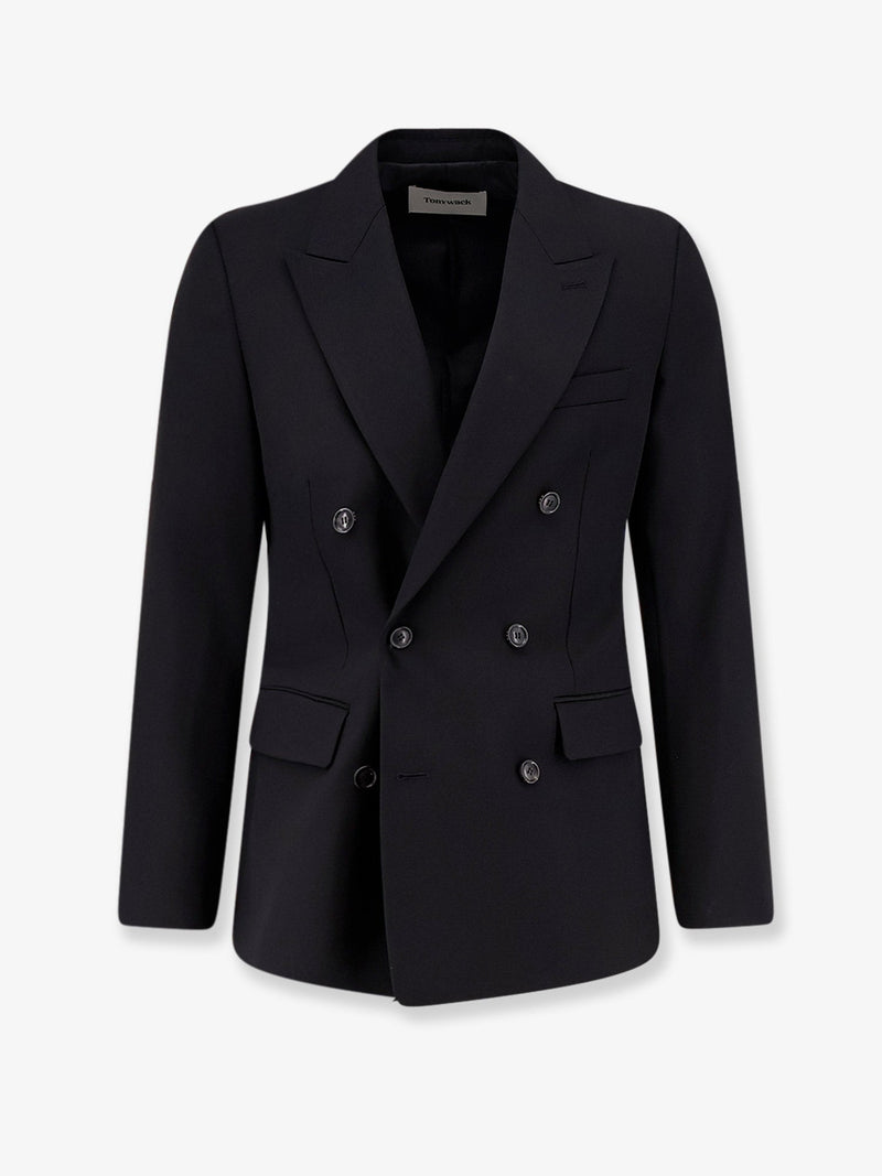 Tonywack Blazer de mezcla de lana Tonywack entallado, color negro - World Class Fashion