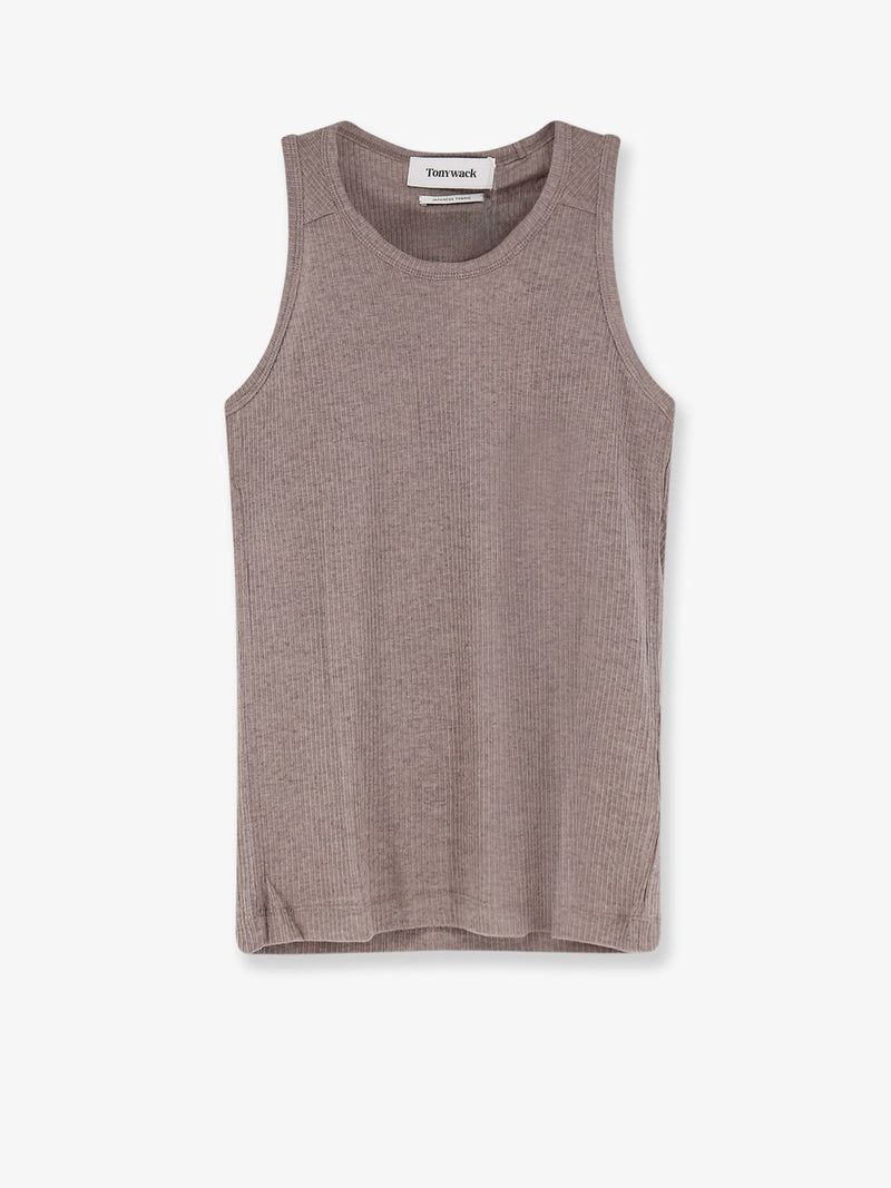 Tonywack Tonywack Camiseta sin mangas de mezcla de lyocell gris - World Class Fashion