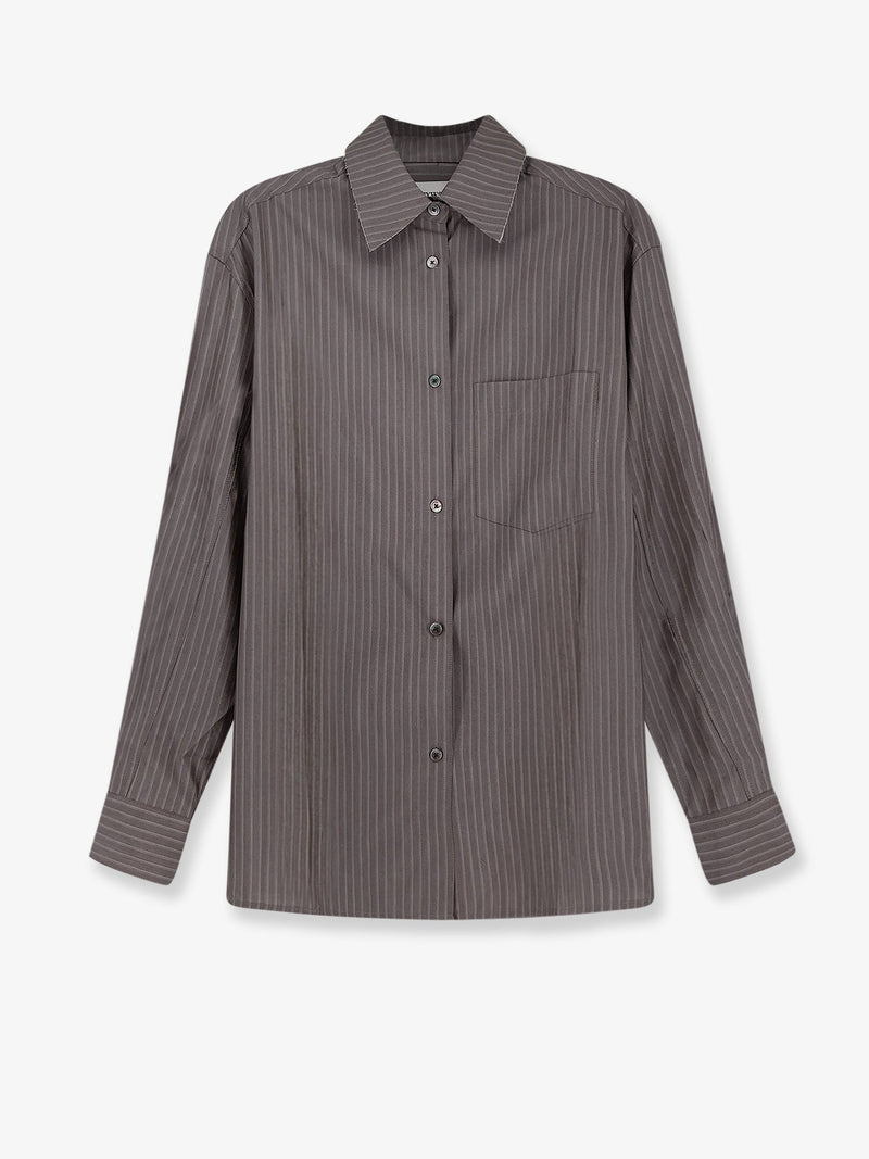 Tonywack Tonywack Silk Wool Blend Striped Shirt Grey Women - World Class Fashion