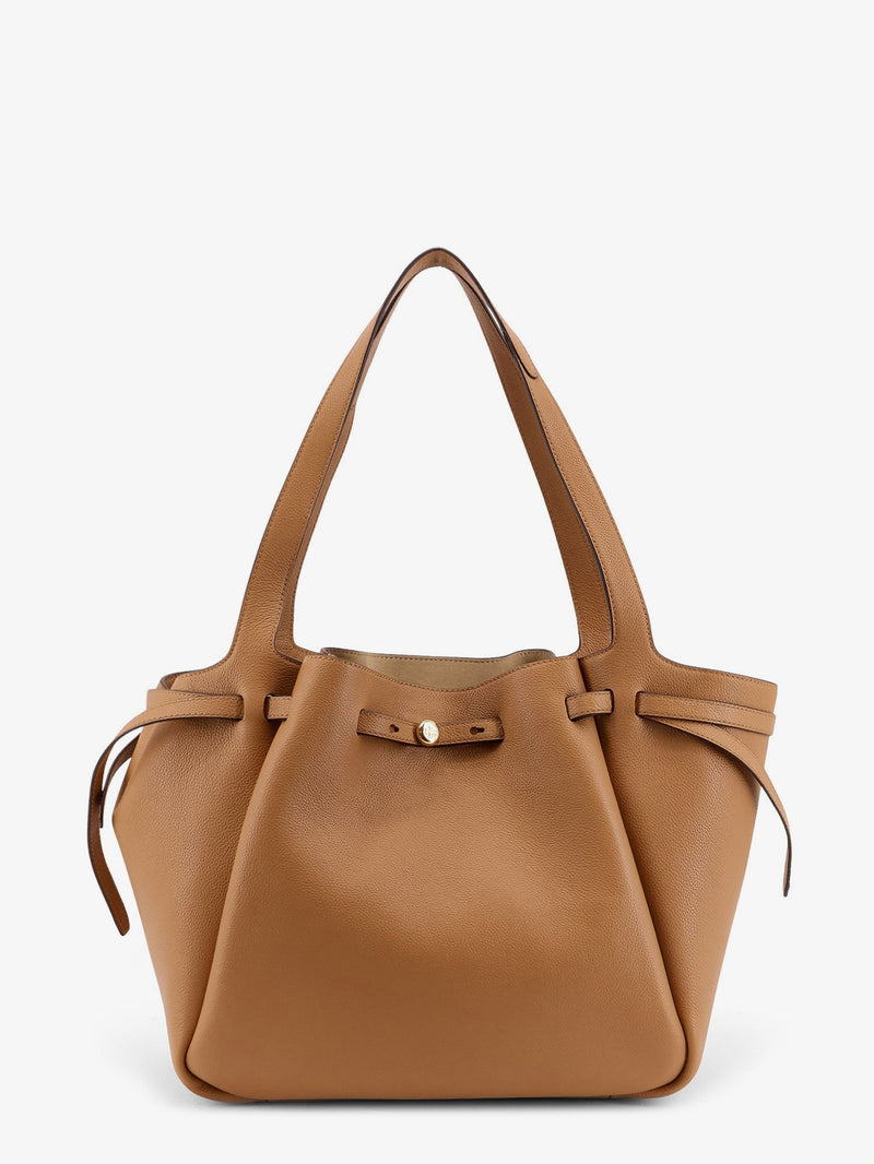 Tory Burch Bolso Tote Tory Burch Romy de Piel Granulada Marrón - World Class Fashion
