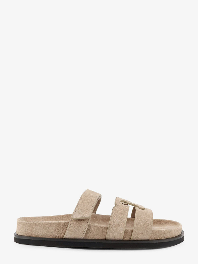Tory Burch Tory Burch Ines Low Suede Sandals Beige - World Class Fashion