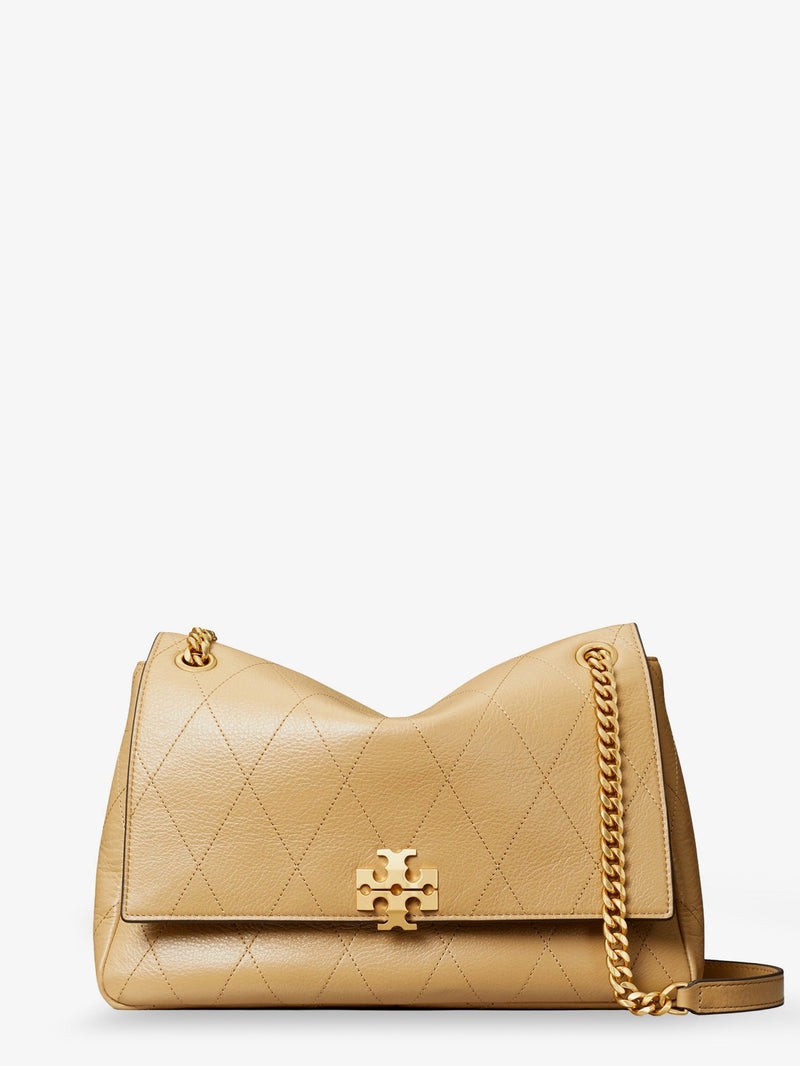 Tory Burch Tory Burch Charlie Leather Shoulder Bag Beige - World Class Fashion