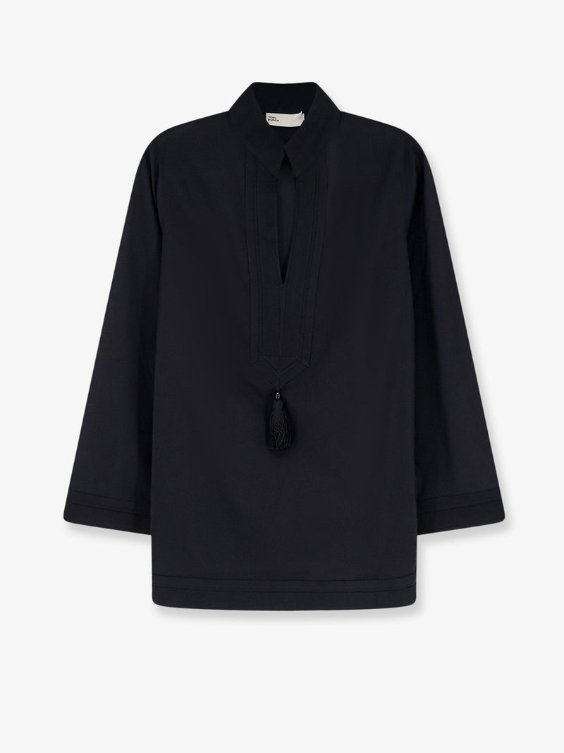Tory Burch Tory Burch Tory Tunic Cotton Shirt Black - World Class Fashion