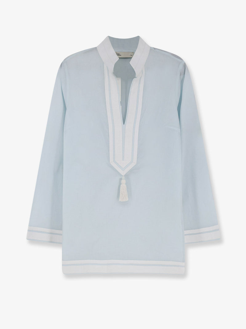 Tory Burch Tory Burch Cotton Tory Tunic Shirt Blue - World Class Fashion
