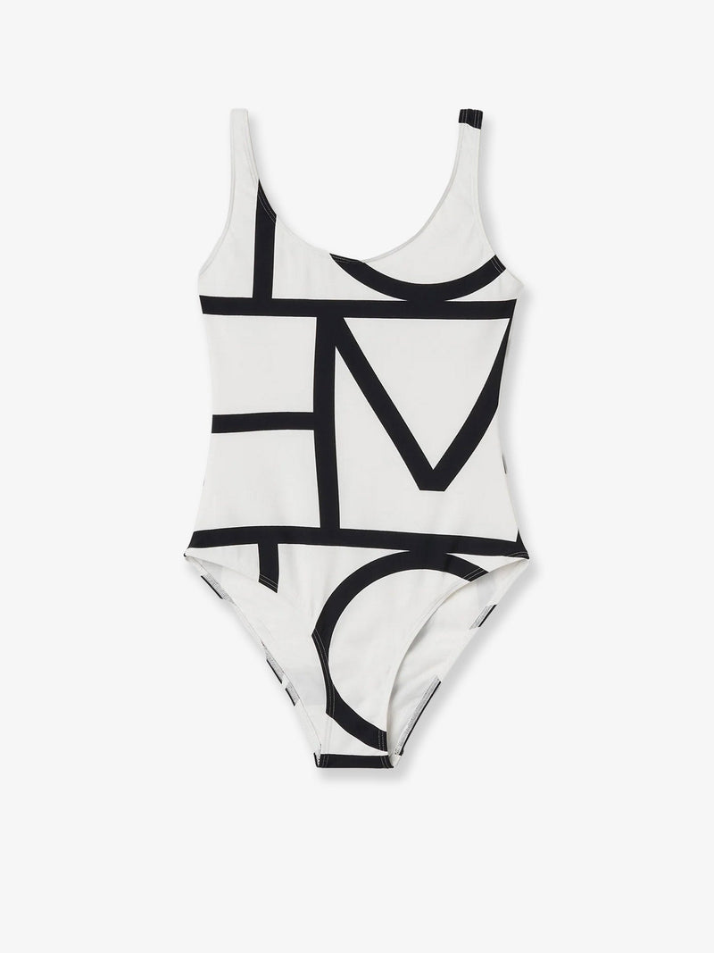 Toteme Toteme One-Piece Swimsuit Monogram Print White - World Class Fashion